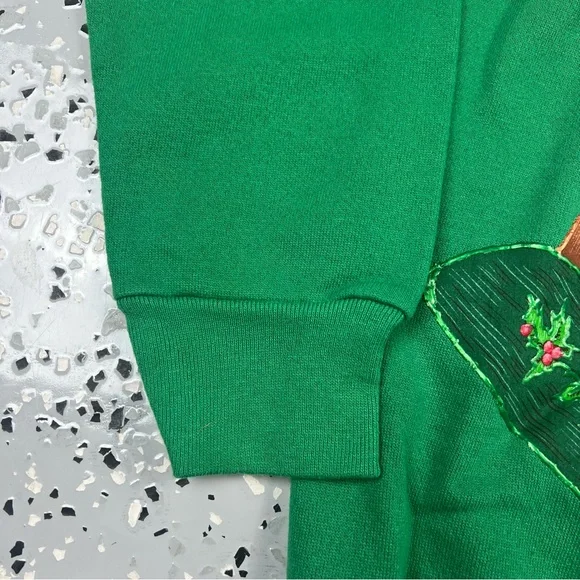 Tultex Green XL Rocking Horse Ugly Christmas Holiday Sweater Sweatshirt - Picture 10 of 15